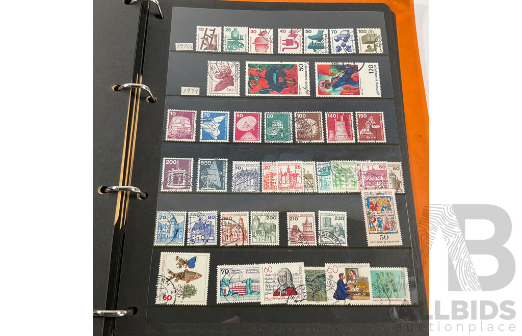 Album of Antique/Vintage International Stamps Including Albania, Austria, Belgium, Bulgaria, Czechoslovakia, Denmark, France, West Germany