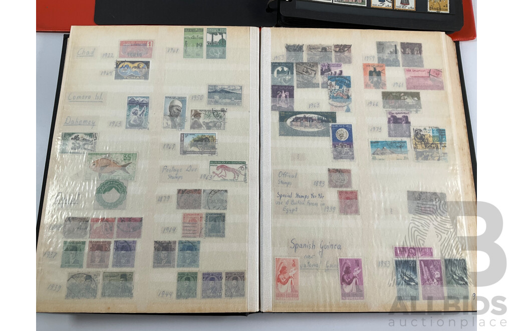 Two Albums of Antique and Vintage Stamps Including Nauru, PNG, Africa, South America, China, Central America, Japan, Middle East, Singapore, Greece, Hungary, Italy, Ireland, Norway