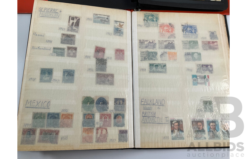 Two Albums of Antique and Vintage Stamps Including Nauru, PNG, Africa, South America, China, Central America, Japan, Middle East, Singapore, Greece, Hungary, Italy, Ireland, Norway