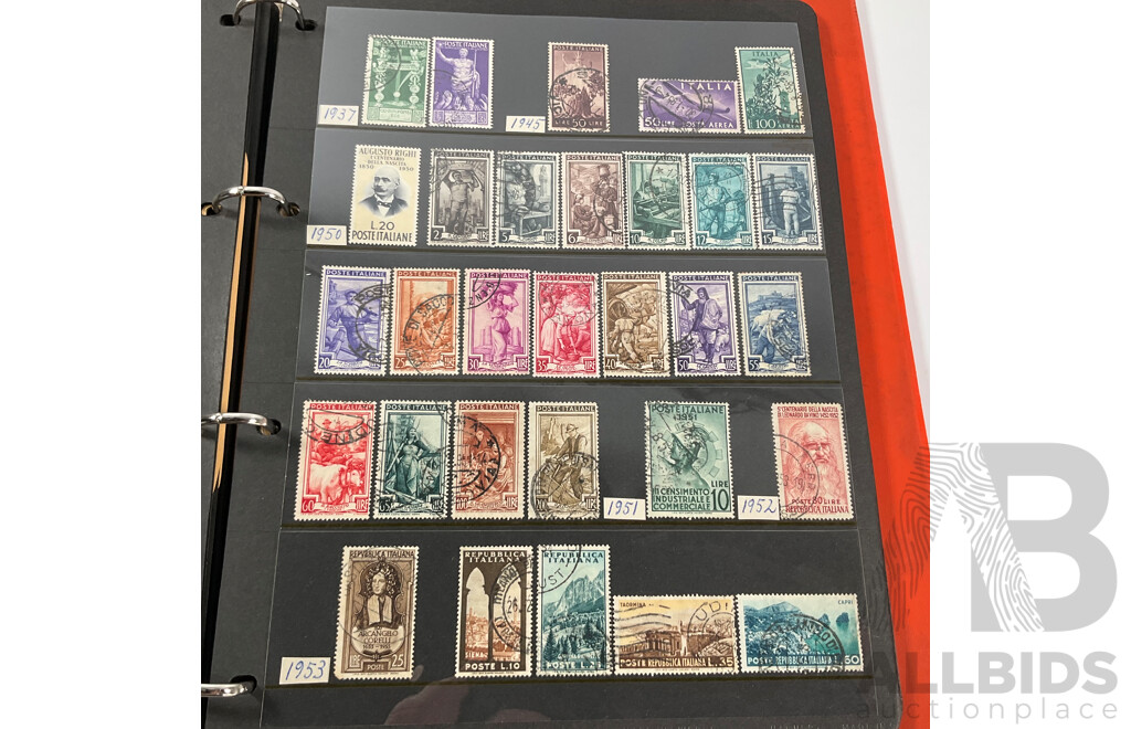 Two Albums of Antique and Vintage Stamps Including Nauru, PNG, Africa, South America, China, Central America, Japan, Middle East, Singapore, Greece, Hungary, Italy, Ireland, Norway