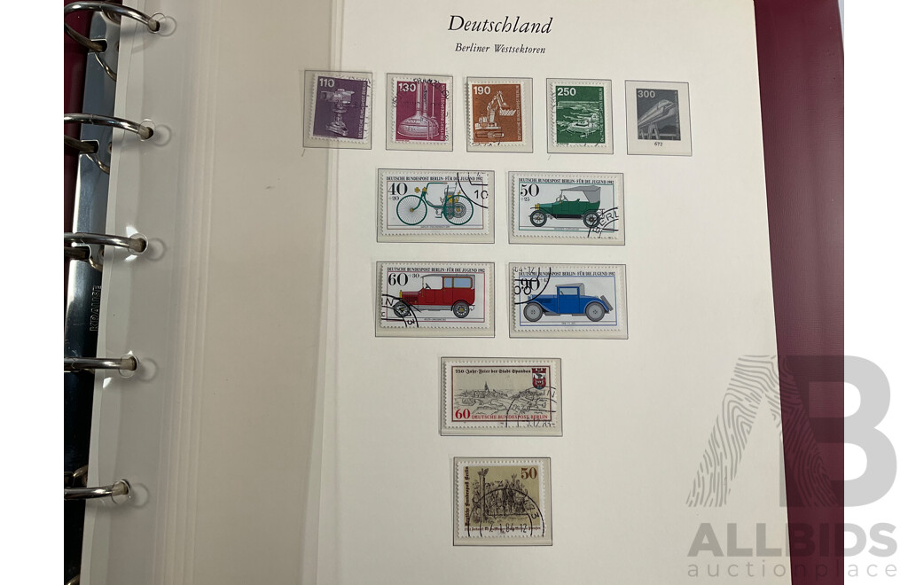 Four Albums of Vintage German Stamps Including Berlin Western Sector, Sets