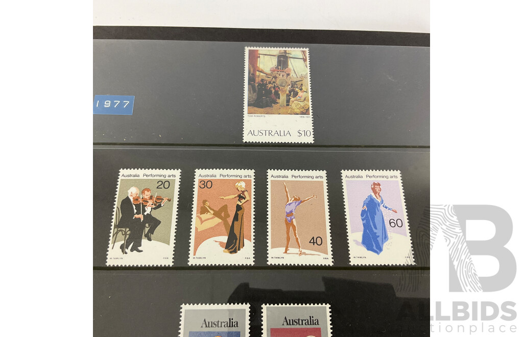 Album of Australian Mint Stamps and Strips Examples Spanning 1975 to 1988, Ten Dollar Tom Roberts