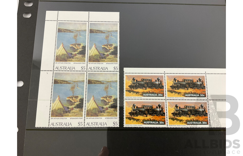 Collection of Australian 1978/79  Mint Stamp Blocks Including Sets and Five Dollar Painting Series Block of Four