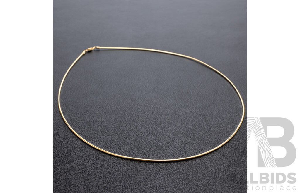 9ct Omega Necklace, 1.2mm Wide, 45cm, 5.0 Grams - Comes in Original Presentation Box