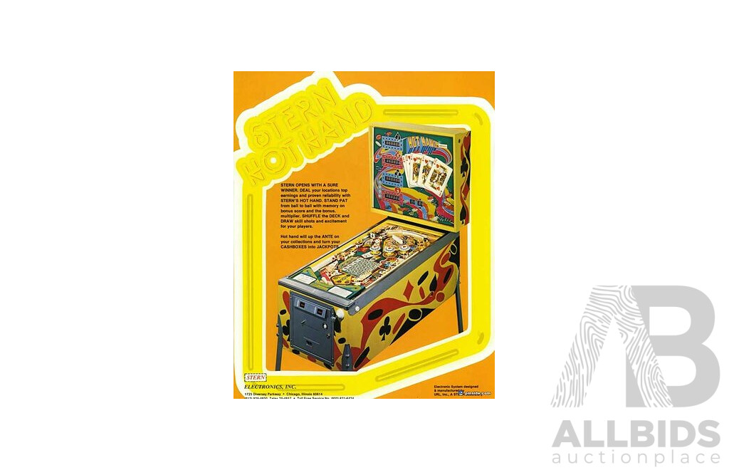 1979 Hot Hand Pinball Machine by Stern Electronics