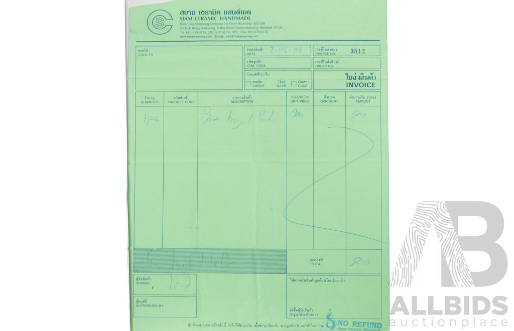 Collection Hand Painted Porcelain From Siam Comprising Dragon Boat Form Candle Holder & Two Lidded Container, All in Original Presentation Boxes