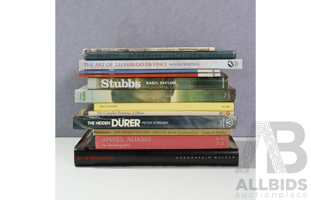 Large Collection Books Regarding Australian & International Art Including Ansell Adams, Durer, Miro, Stubbs and More
