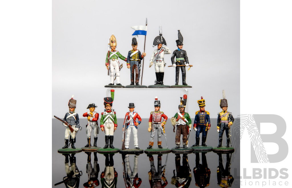 Collection of 13 Hand Painted Cast Metal Soldiers by Del Prado