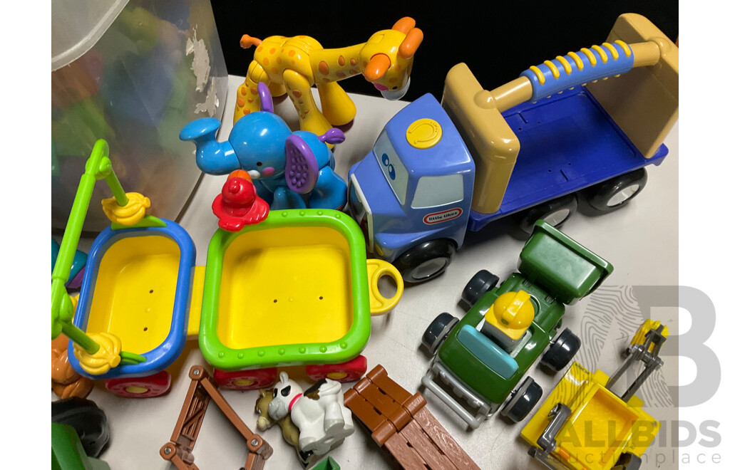Collection of Toddler Toys Including Lego, Ertl and Tonka