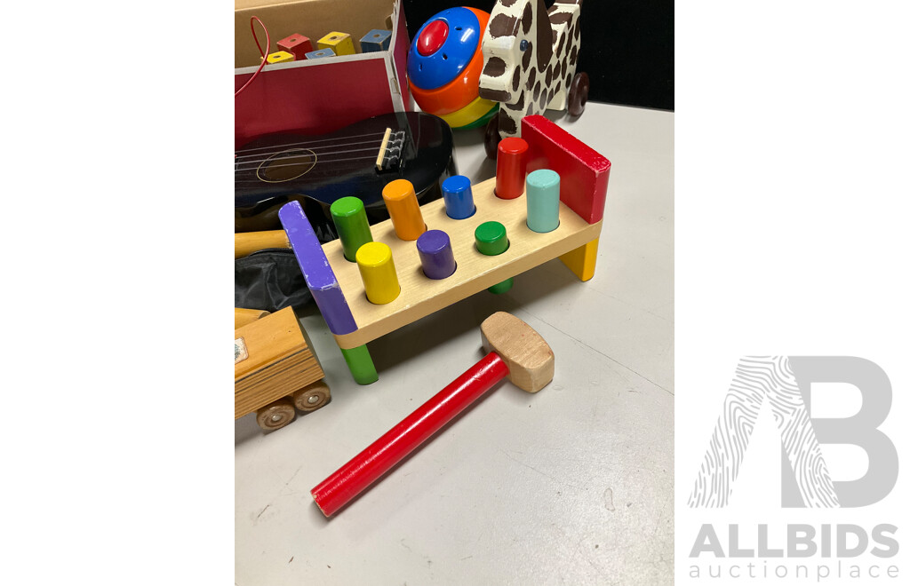 Collection of Vintage Timber Toddlers Toys and Mahalo Ukulele