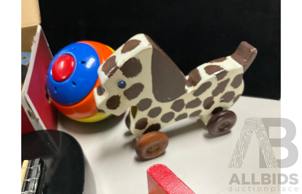 Collection of Vintage Timber Toddlers Toys and Mahalo Ukulele