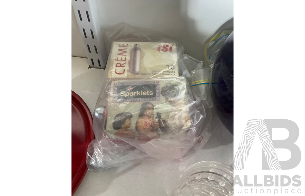 Vintage Fondue Set, G Syphon Bohemia Glass Seltzer Bottle with Original Box, Decanter and Glasses, Glazed Studio Vase, Display Plates Depicting Indigenous Australians, Asian Plate and Urn