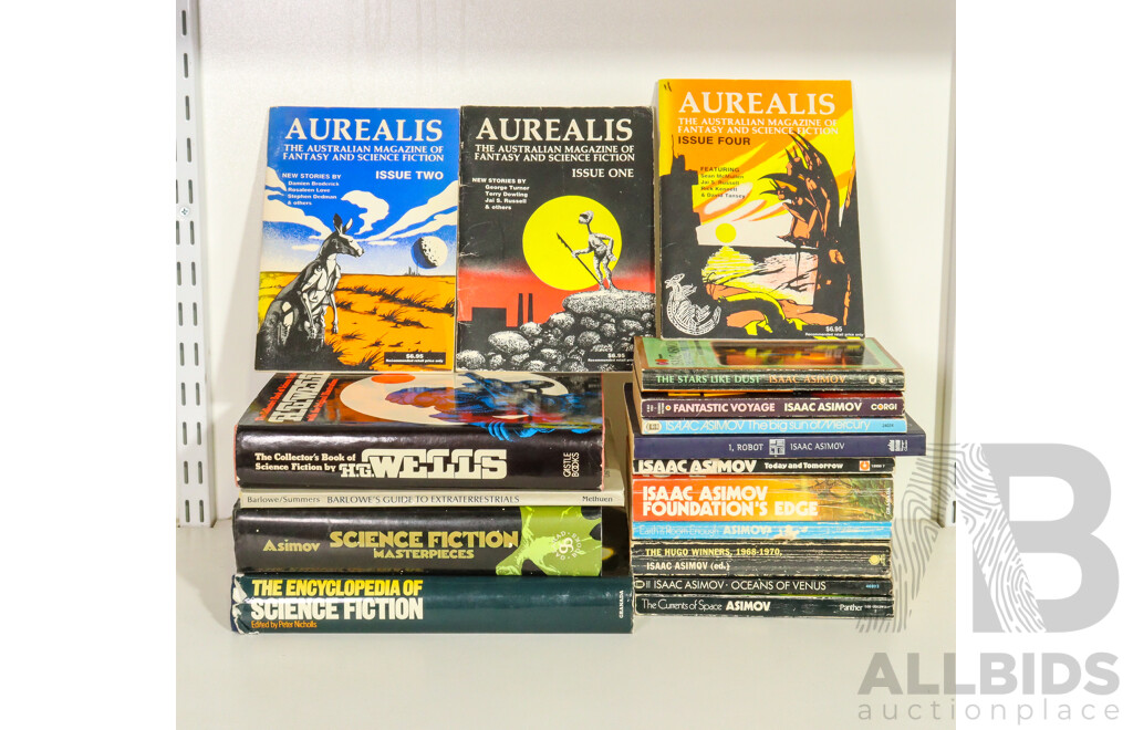 One for the Science Fiction Fans - Large Lot of Books Including Ten Isaac Asimov Paperbacks, the Collector's Book of Science Fiction by HG Wells and More (17)