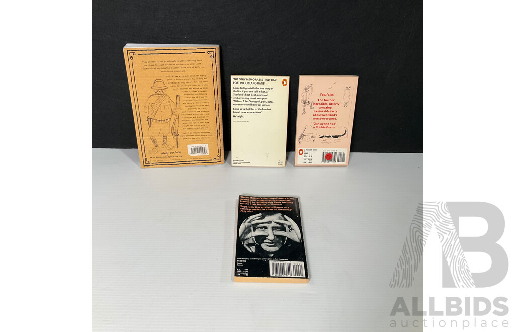 Spike Milligan (20th Century, Indian-Born British, 1918-2002), Collection of Four Milligan Paper Backs Spanning 1965-2006, Including Puckoon (1965) (4)