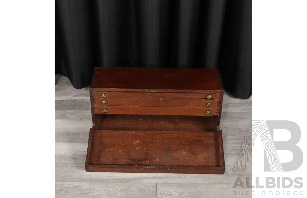 Vintage Drop Front Tool Box with Fitted Interior