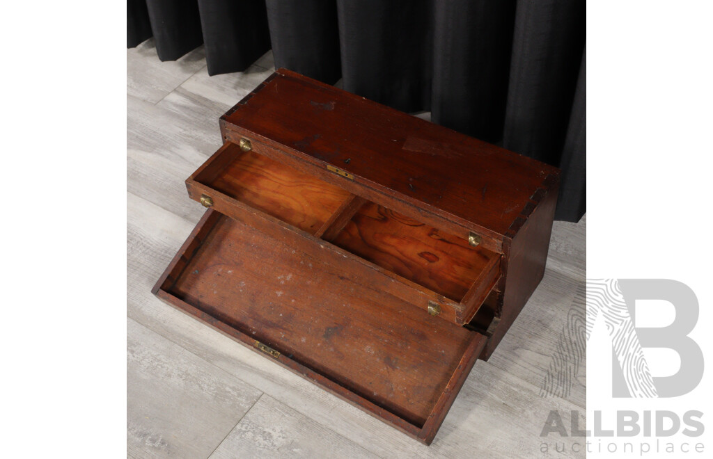 Vintage Drop Front Tool Box with Fitted Interior