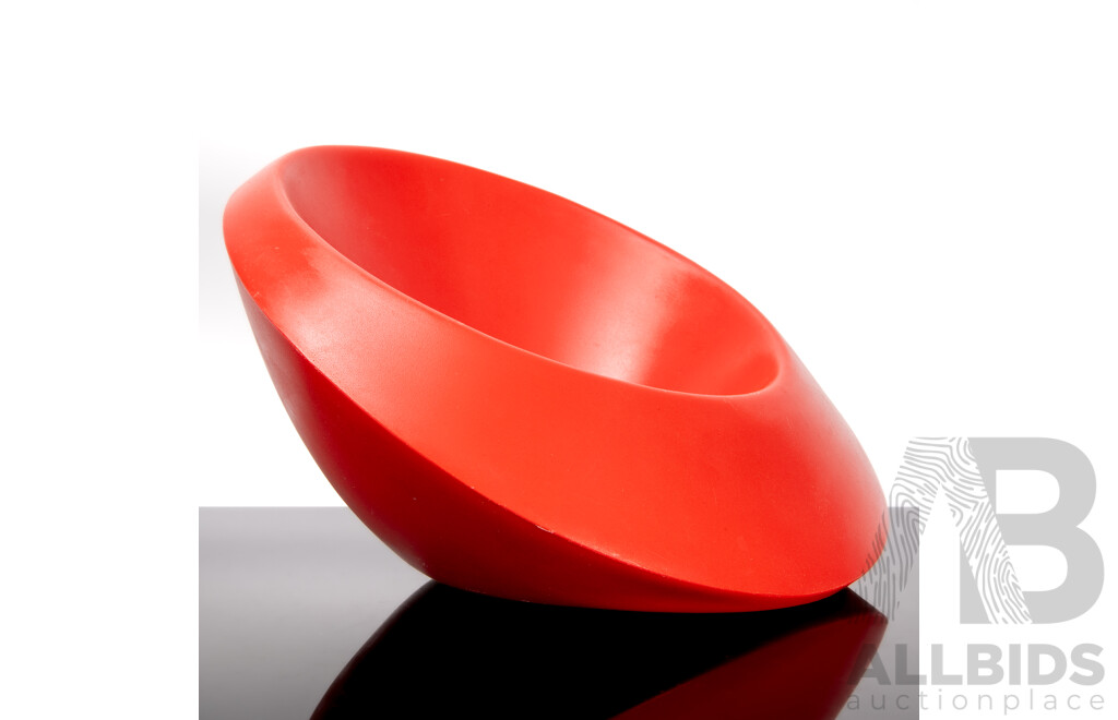 Rare Retro Fink & Co Red Plastic Centerpiece Bowl by Remi Vercho