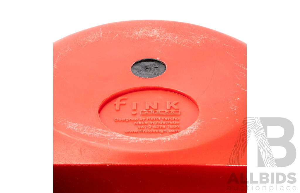 Rare Retro Fink & Co Red Plastic Centerpiece Bowl by Remi Vercho
