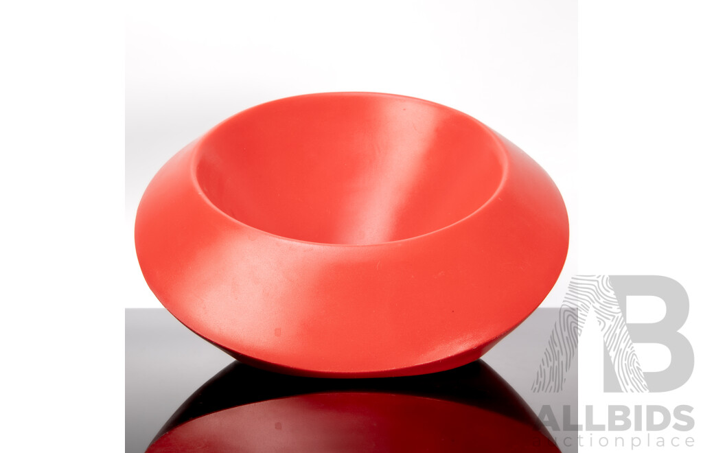 Rare Retro Fink & Co Red Plastic Centerpiece Bowl by Remi Vercho