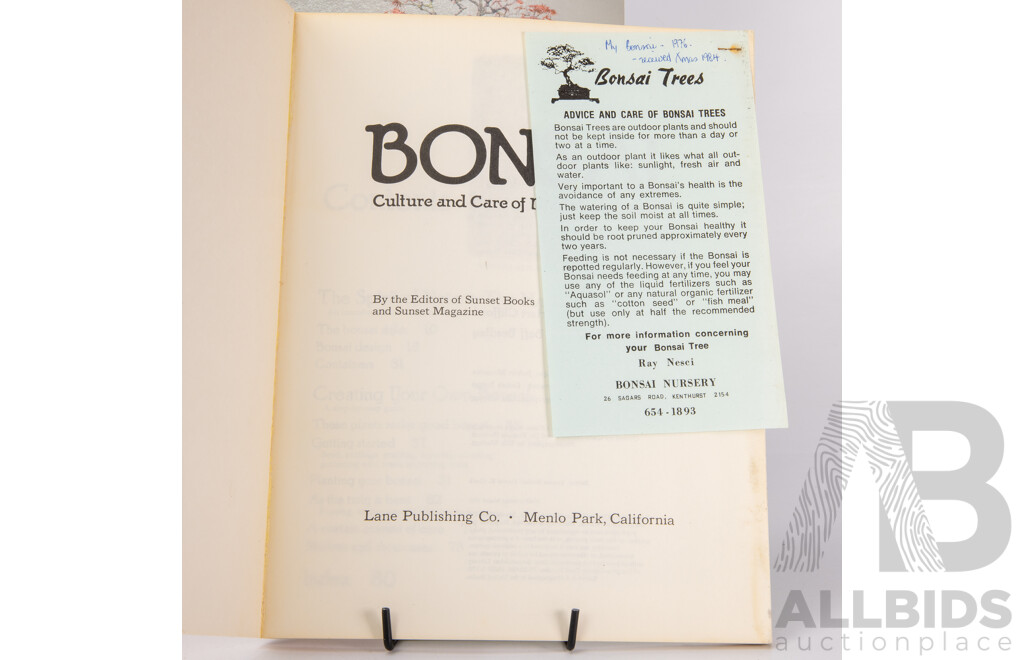 Collection Books Regarding Bonsai Along with Two Pots and Bonsai Equipment