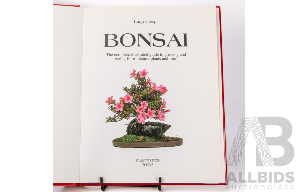 Collection Books Regarding Bonsai Along with Two Pots and Bonsai Equipment