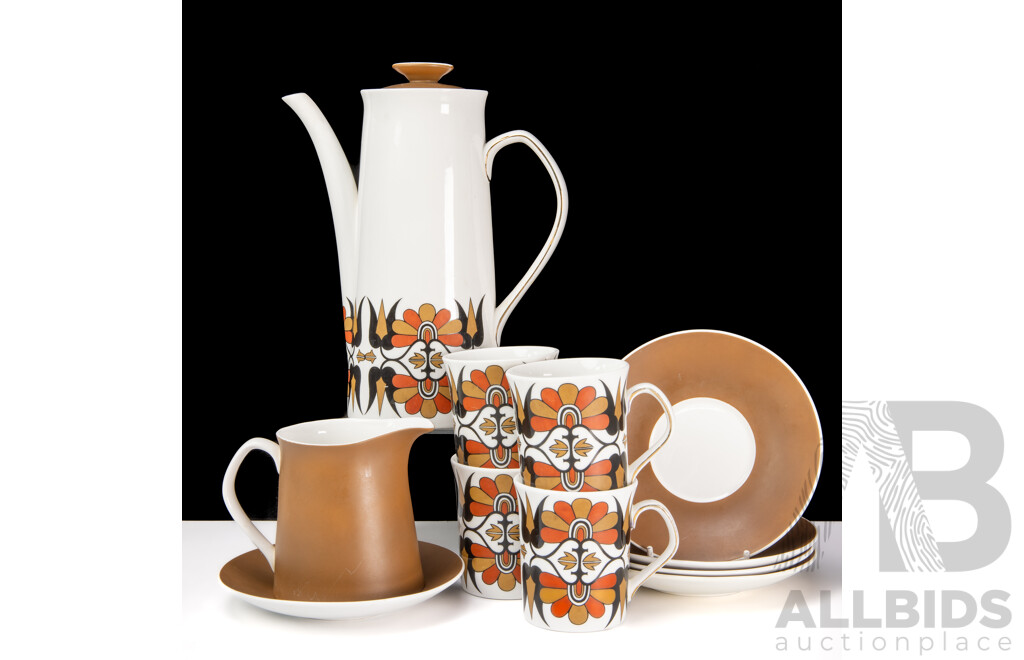 Mid Century Ten Piece Elizabethan Coffee Set in Fortune Pattern