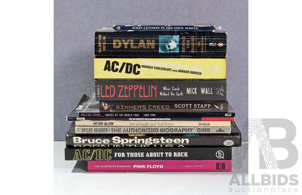 Collection Books Regarding Rock and Roll Including Pink Floyd, AC DC and More