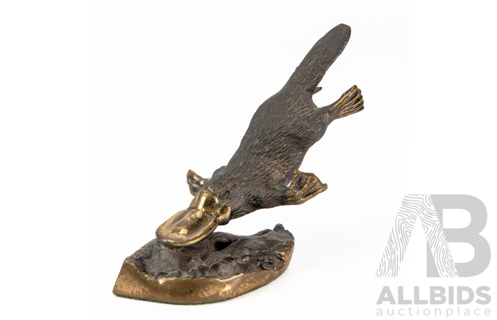 Solid Bronze Platypus Sculpture by David Wentorf