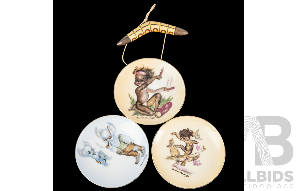 Collection Three Vintage Australian Brownie Downing Display Plates