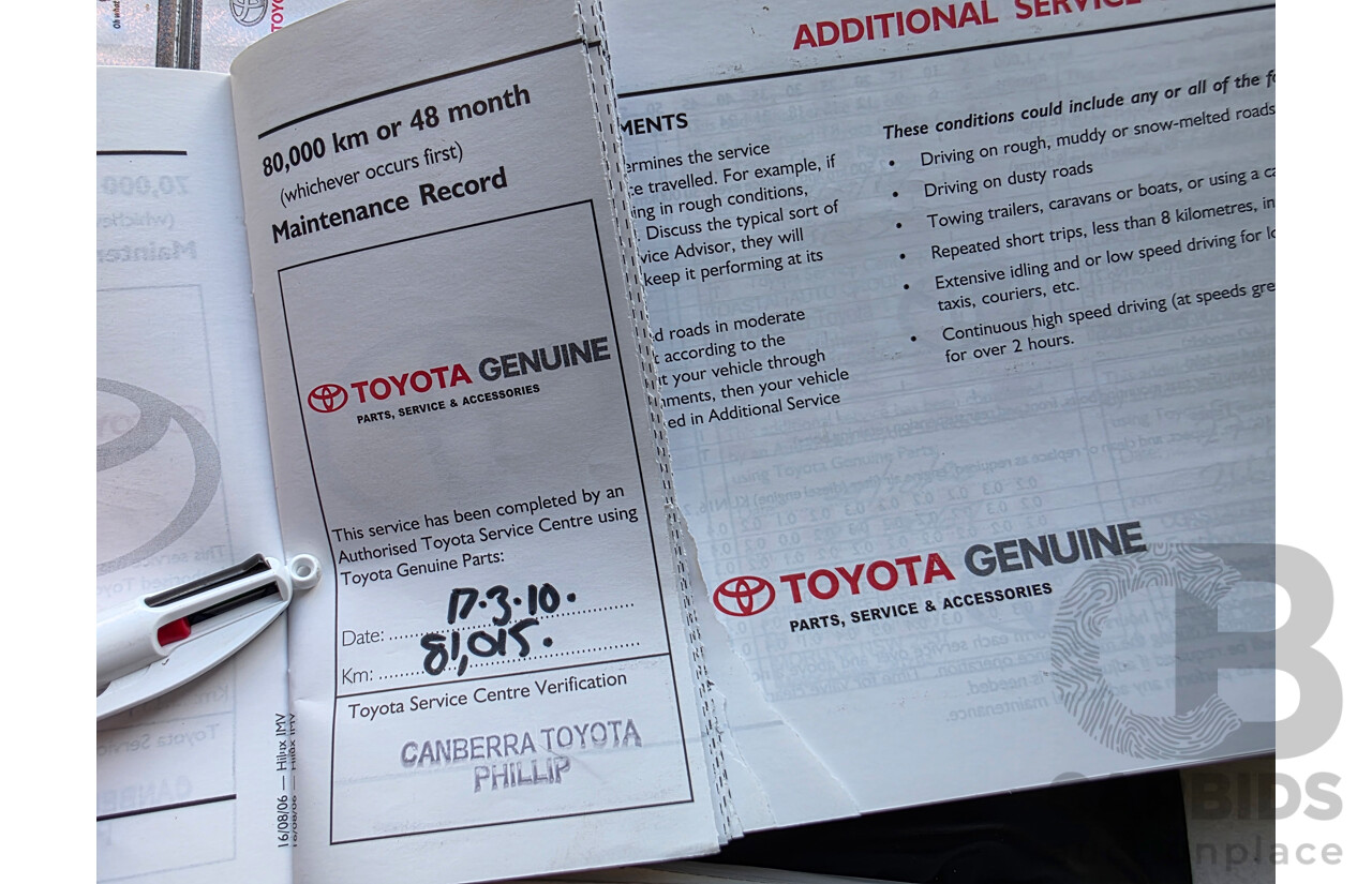 5/2007 Toyota Hilux SR (4x4) KUN26R 07 UPGRADE Dual Cab P/Up Super White Turbo Diesel 3.0L