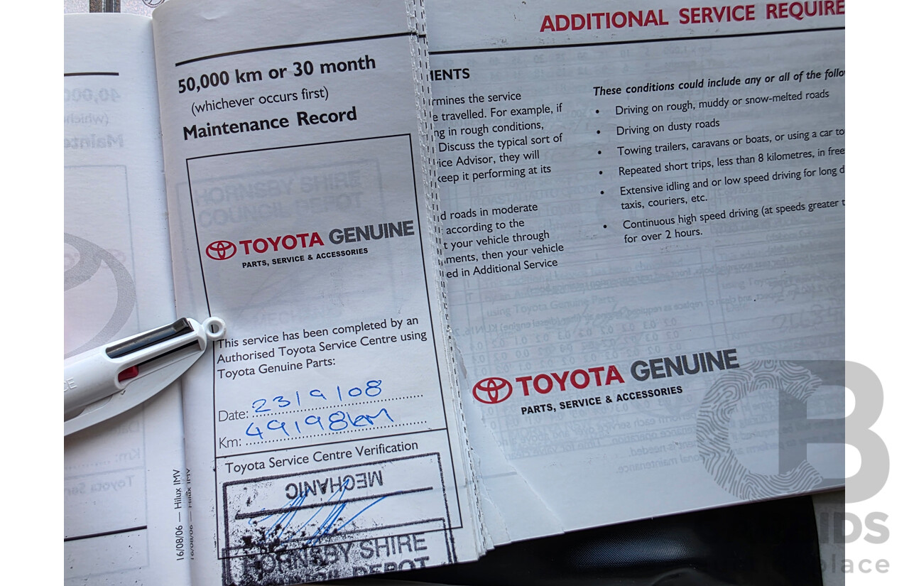 5/2007 Toyota Hilux SR (4x4) KUN26R 07 UPGRADE Dual Cab P/Up Super White Turbo Diesel 3.0L