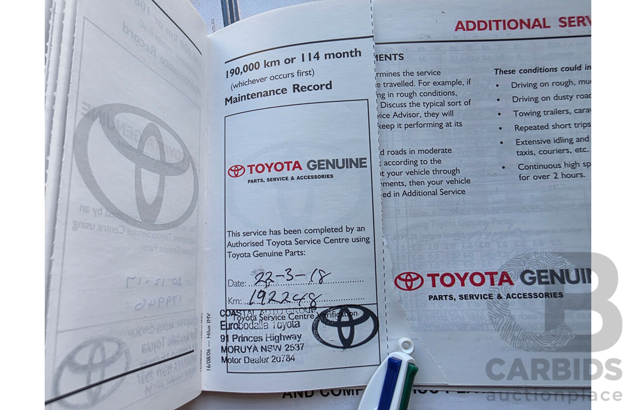 5/2007 Toyota Hilux SR (4x4) KUN26R 07 UPGRADE Dual Cab P/Up Super White Turbo Diesel 3.0L