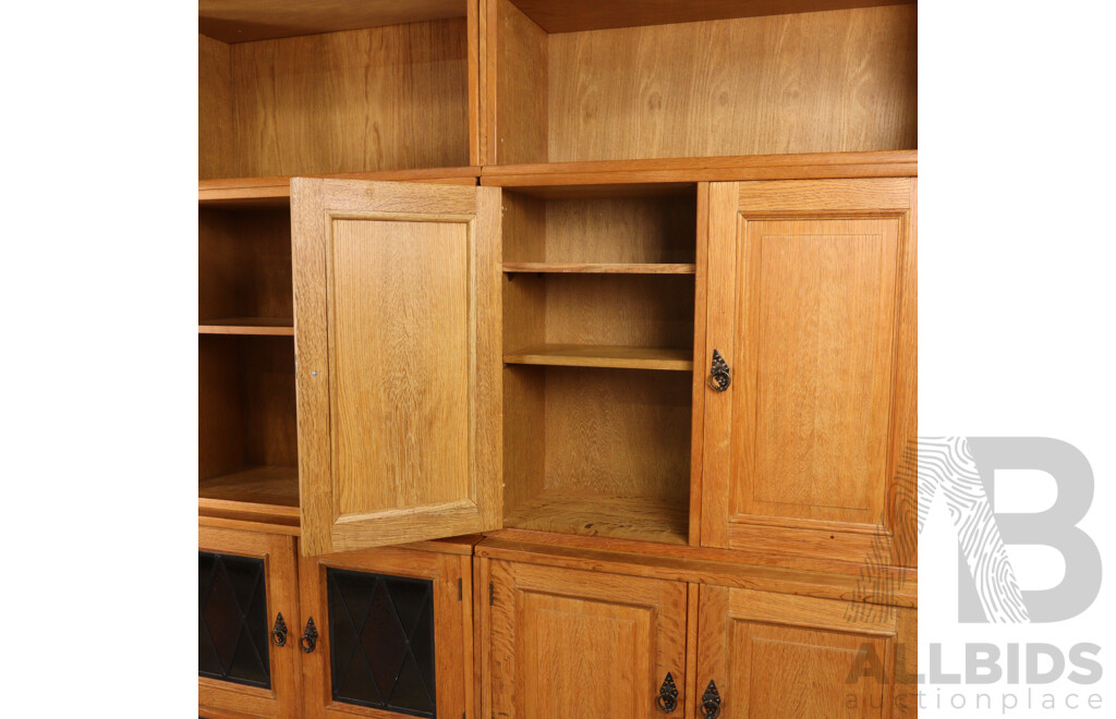 Danish Silky Oak Nine Piece Modular Wall Unit