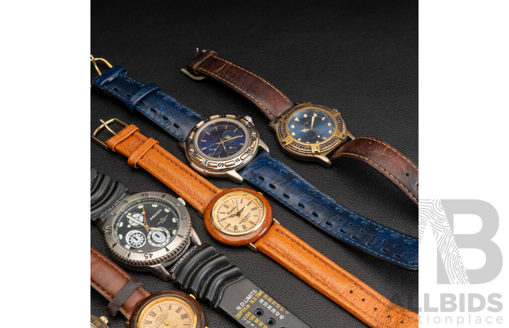 Collection of (6) Mens Dress Watches, Including Mercedes, Eddie Bauer, Ascot & Sabre