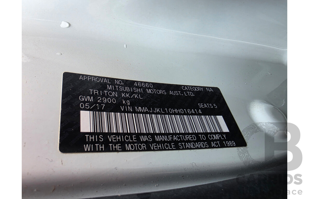 05/2017 Mitsubishi Triton GLX (4x4) MQ MY17 Dual Cab Utility White 2.4L