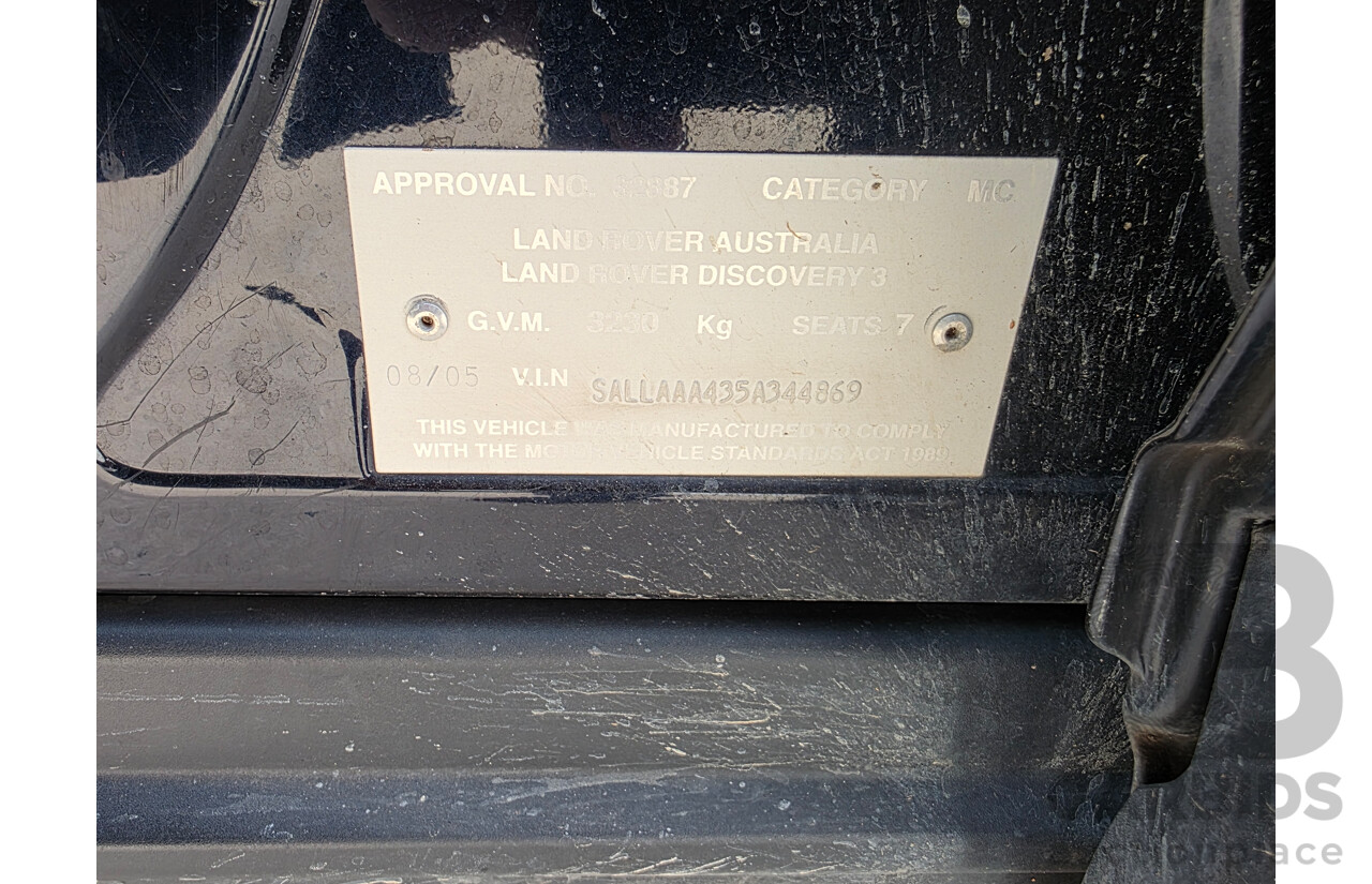8/2005 Land Rover Discovery 3 SE  4d Wagon Blue 4.0L - 7 Seats