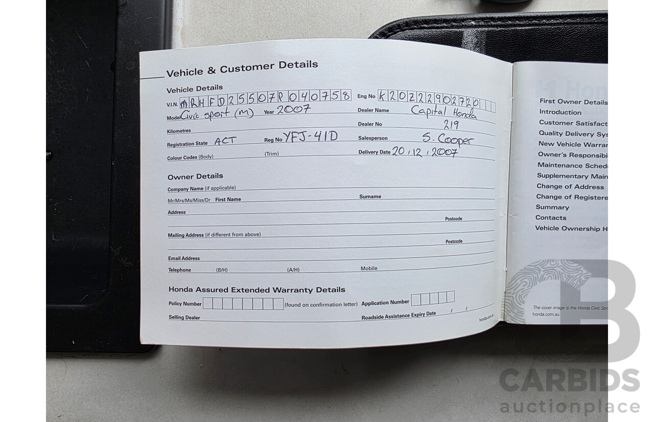 9/2007 Honda Civic Sport MY07 4d Sedan Purple 2.0L