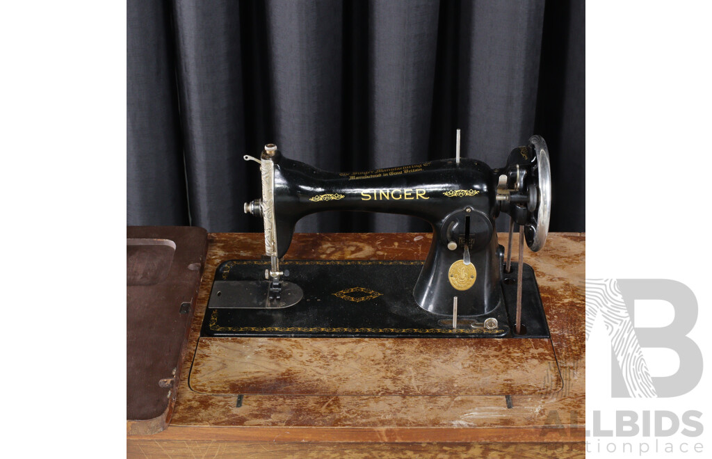 Vintage Singer Sewing in Treadle Base Cabinet