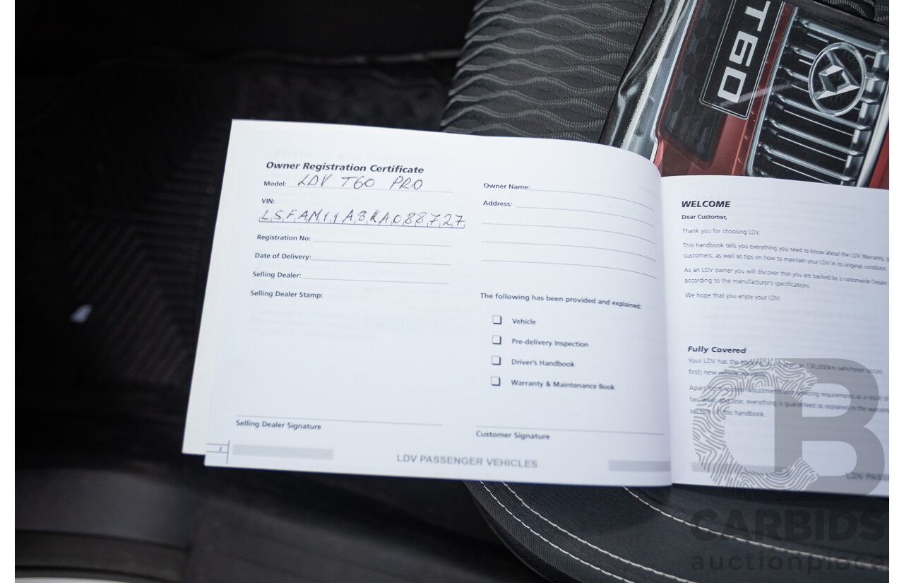 02/2020 LDV T60 PRO (4x4) SK8C Double Cab Utility White Turbo Diesel 2.8L