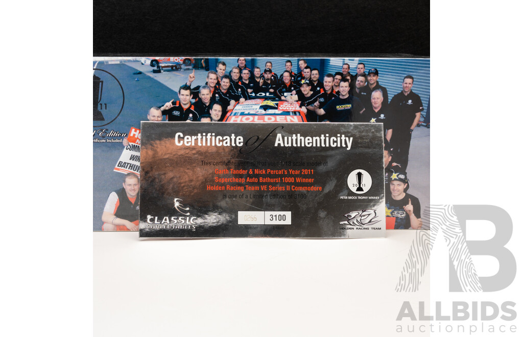 Classic Carlectables Holden VE Series II Commodore 2011 Bathurst Winner #2 Garth Tander/Nick Percat Holden Racing Team 1:18 Scale Model Car - COA Included