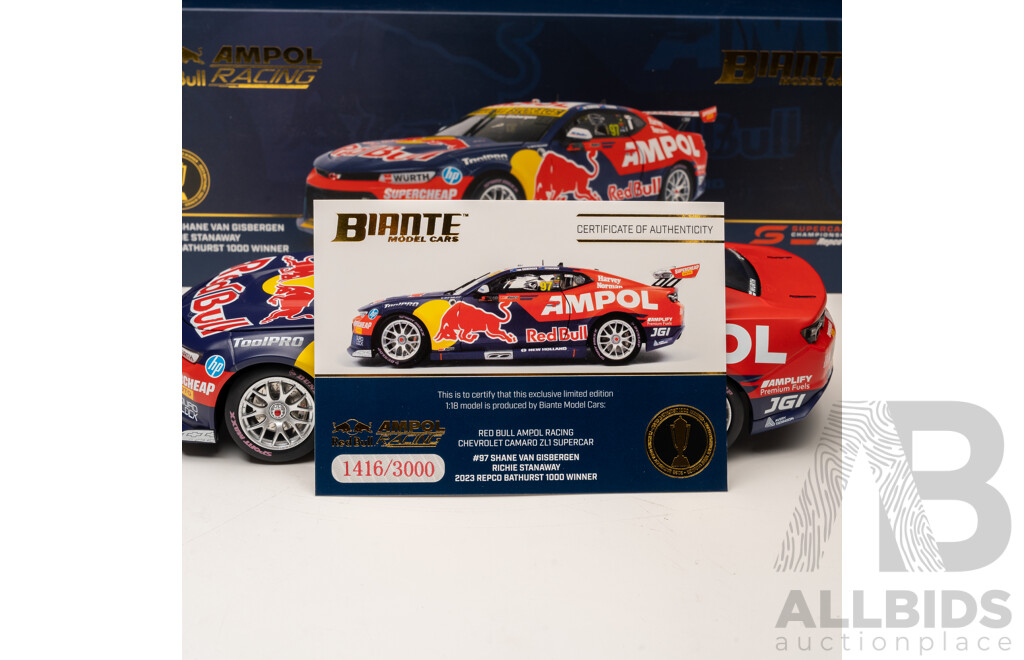 Biante 2023 Chevrolet Camaro ZL1 V8 Supercar Bathurst Winner #97 Shane Van Gisbergen/Ritchie Stanaway RedBull / Ampol Racing 1:18 Scale