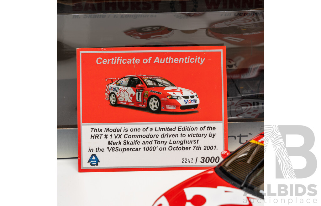 AutoArt Holden VX Commodore V8 Supercar 2001 V8 Supercar 1000 Winner #1 Mark Skaife/ Tony Longhurst Holden Racing Team 1:18 Scale Model Car - COA Included