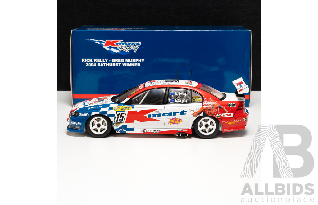 Biante Holden VY Commodore 2004 Bob Jane T-Marts 1000 Winners #15 Rick Kelly/Greg Murphy K-Mart Auto Racing 1:18 Scale Model Car - COA Included