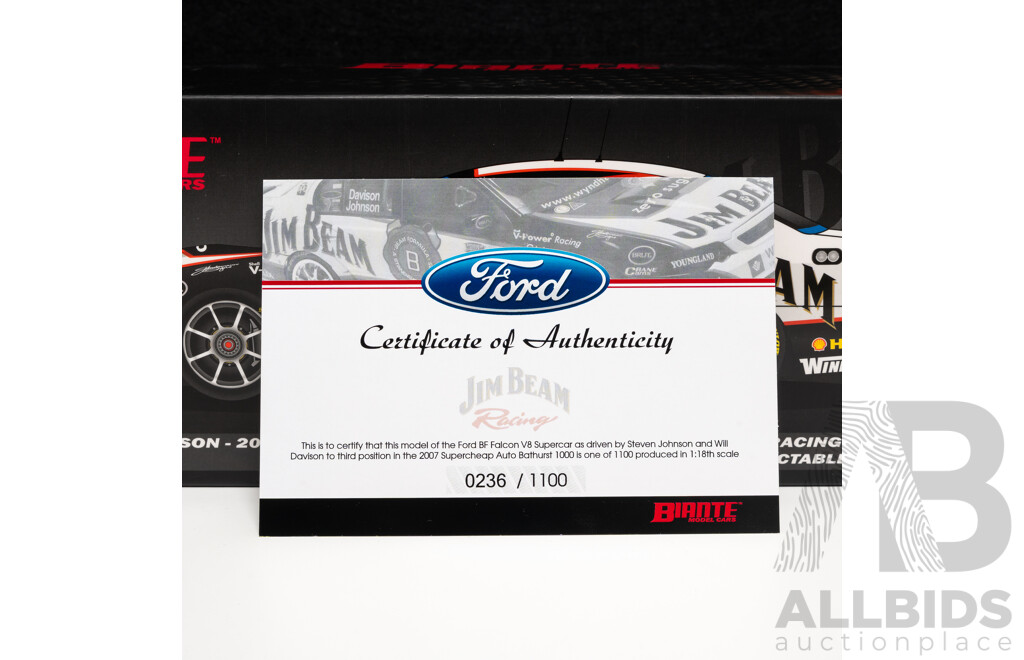 Biante Ford Falcon BF 2007 Super Car #17 Steven Johnson/ Will Davison Jim Beam Racing 1:18 Scale