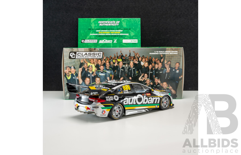 Classic Carlectables Autobarn Lowndes Racing Holden ZB Commodore Craig Lowndes/ Steven Richards 2018 Bathurst Winners 1:18 Scale Model Car - COA Included