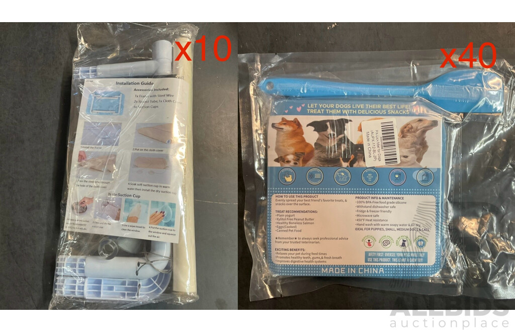 Lick Mat for Dogs 2 Packs X40 & Pet Window Bed X10 - Lot of 50