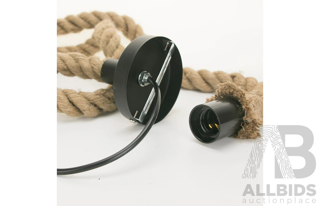Industrial 1 and 3 Vintage Jute Rope Loft Pendant Ceiling Light with Extra Bases