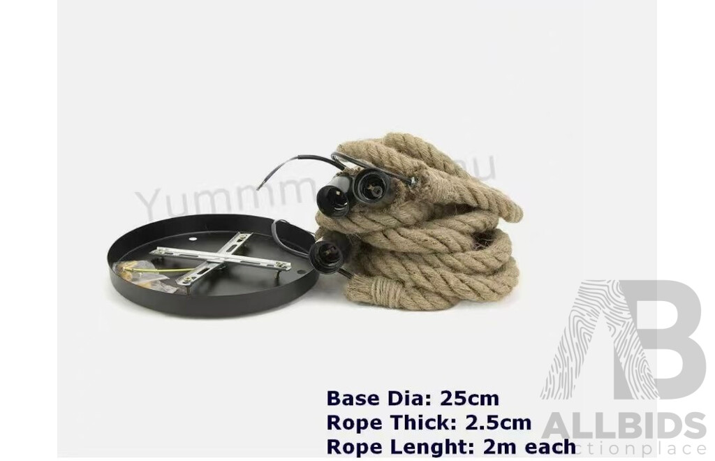 Industrial 1 and 3 Vintage Jute Rope Loft Pendant Ceiling Light with Extra Bases