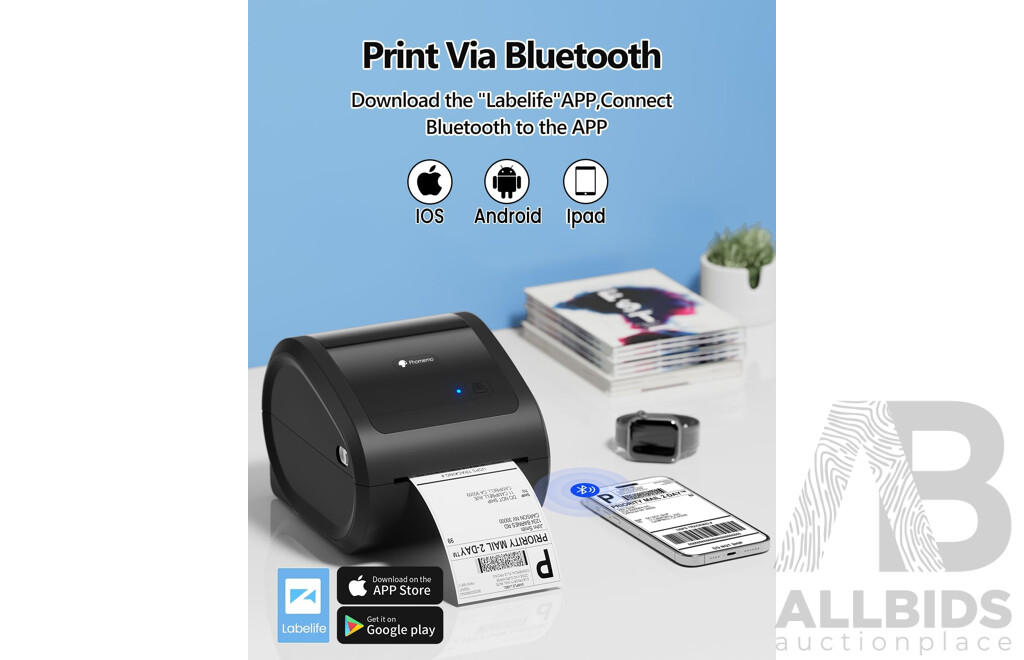 Phomemo Label Printer D520BT (Purple and White) X2 & PM-241BT ( Grey and Black ) X1 - Lot of 3