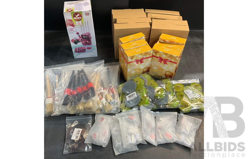 Bulk Lot - Replacement Spool Lines & Car Detailing Brush 10 Pcs & 3D Creative Light & Air Fryer Triple Shelf & 4pcs Badge Holder & More